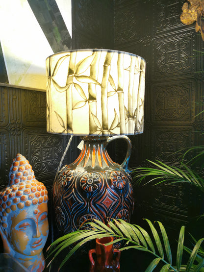 30cm handpainted velvet lampshade, BAMBOO in black and white