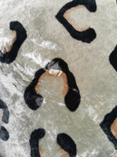 Load image into Gallery viewer, Hand painted velvet cushions, LEOPARD black on sludgy grey.
