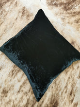 Load image into Gallery viewer, Hand-painted velvet cushions, STAR off white on inky black background.
