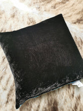 Load image into Gallery viewer, Hand-painted velvet cushions, FERN blues and black.
