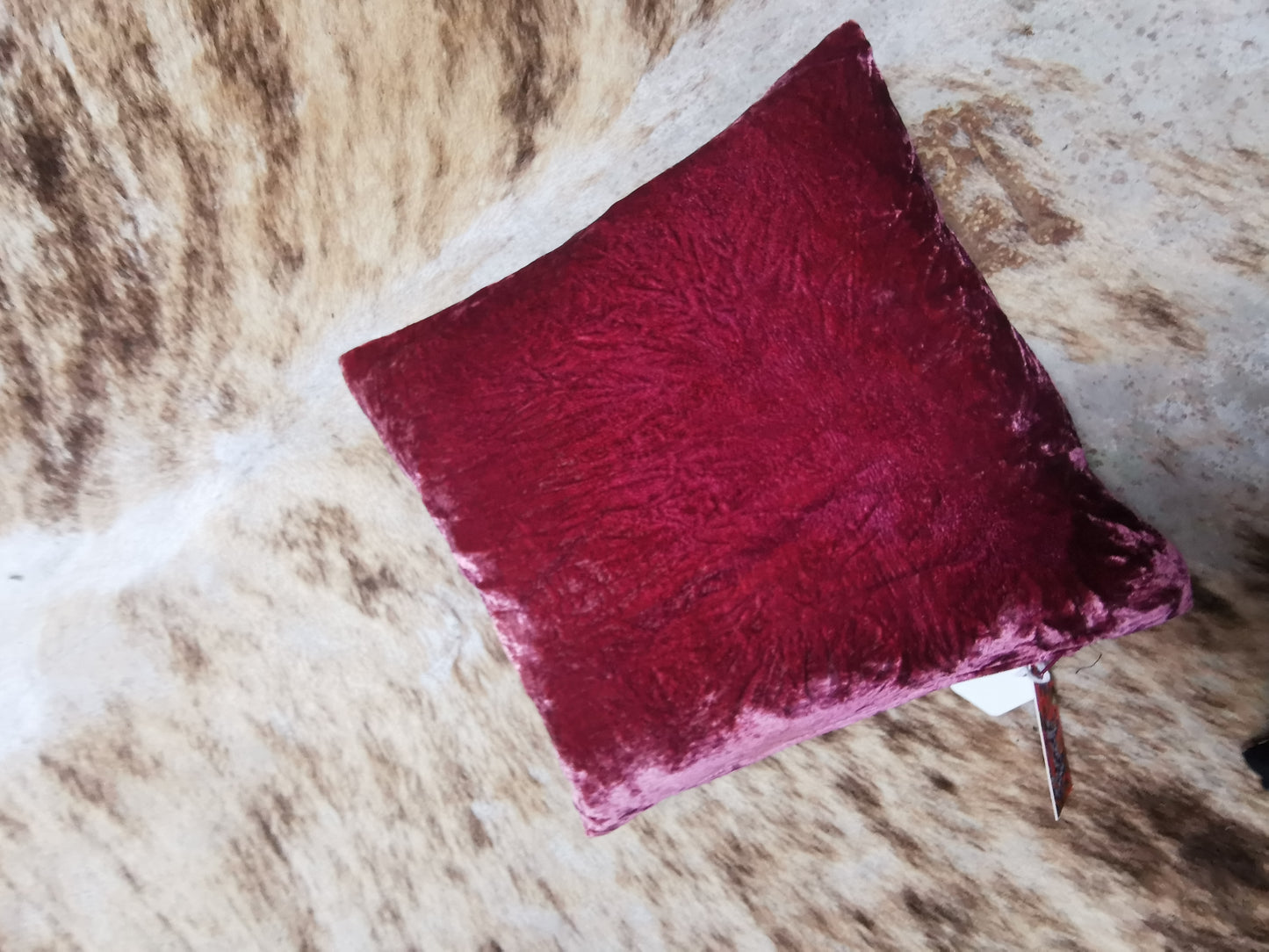 Hand-painted velvet cushions, HEART red and pinks.