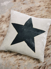 Load image into Gallery viewer, Hand-painted velvet cushions, STAR charcoal grey star.
