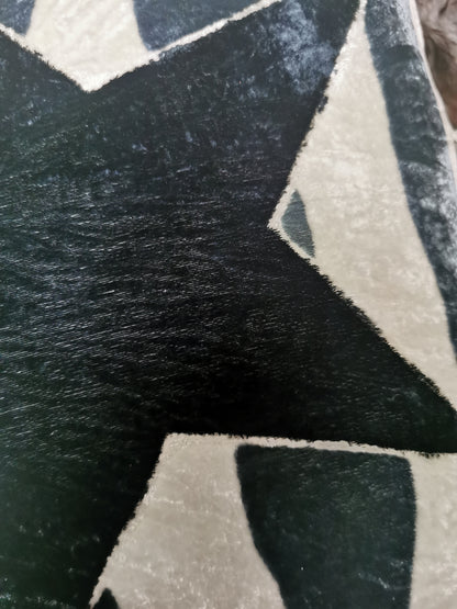 Hand-painted velvet cushions, STAR/ STRIP charcoal grey star.