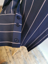Load image into Gallery viewer, kitri navy strip.long shirt, size 6
