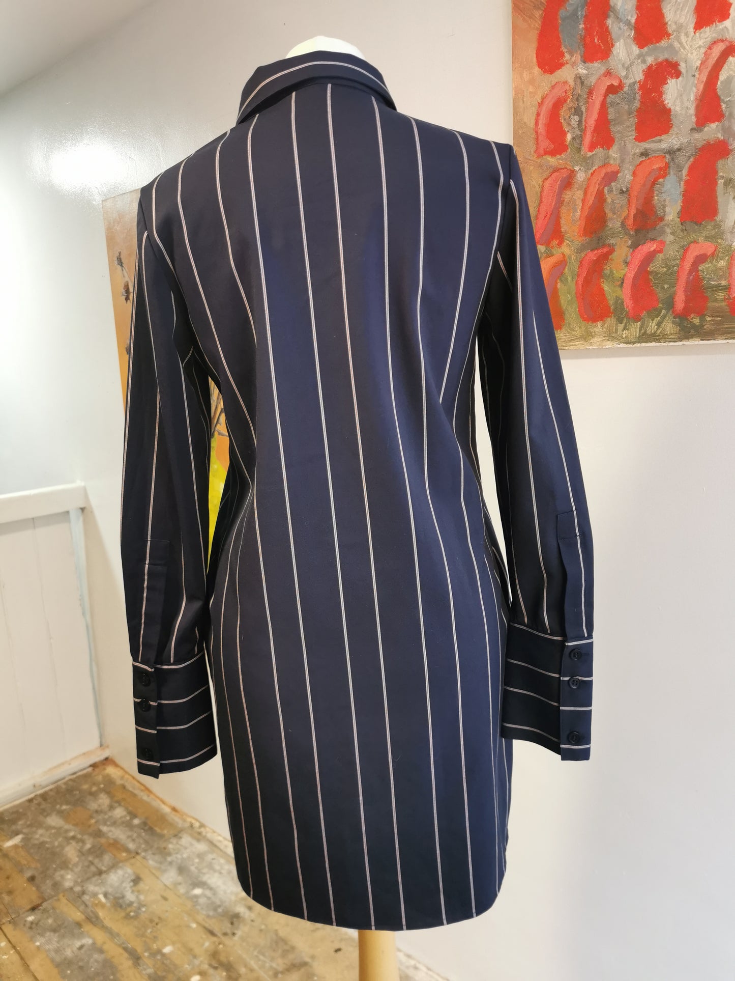 kitri navy strip.long shirt, size 6