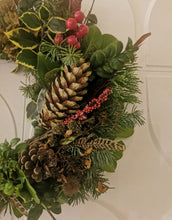 Load image into Gallery viewer, Green foliage asymetric christmas wreath.
